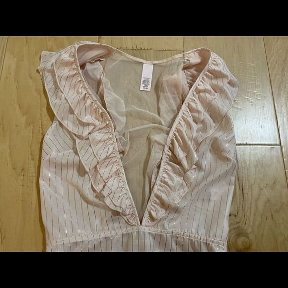 Victoria's Secret Pink Gold Metallic Stripe Bodysuit Small - Picture 4 of 14
